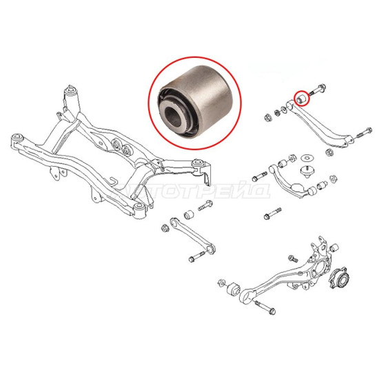 Сайлентблок задней поперечной тяги SUBARU LEGACY/OUTBACK 97-09 SAT