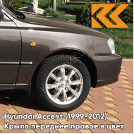 Крыло переднее правое в цвет кузова Hyundai Accent (1999-2012) Y10 - AMBER HONEY - Коричневый