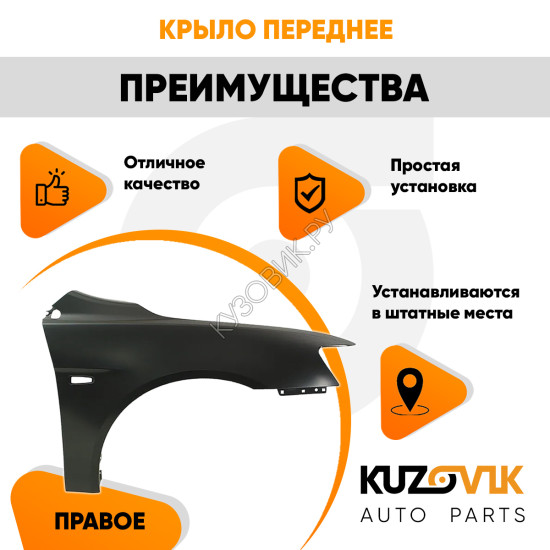 Крыло переднее правое Mitsubishi Lancer 10 (2007-2014) KUZOVIK Крыло переднее правое Mitsubishi Lancer 10 (2007-2014) KUZOVIK
