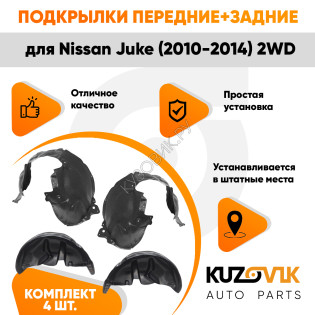 Подкрылки Nissan Juke (2010-2014) 2WD 4 шт комплект передние + задние KUZOVIK Подкрылки Nissan Juke (2010-2014) 2WD 4 шт комплект передние + задние KUZOVIK